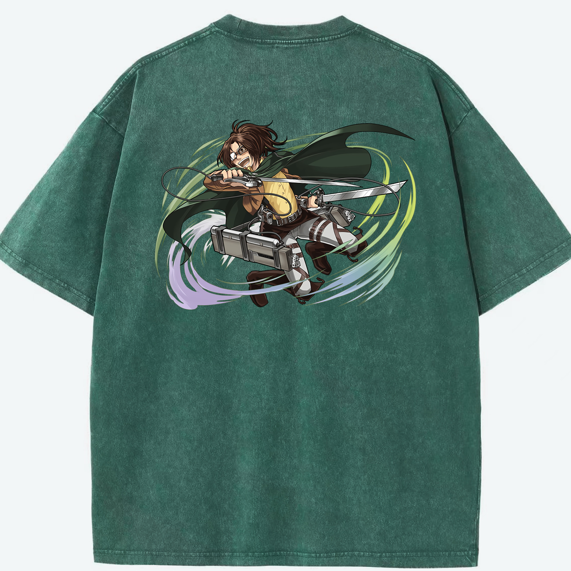 （画像用） 進撃の巨人 ハンジ·ゾエ Attack on Titan Hanji Zoe 綿100% ヴィンテージ風 半袖Tシャツ（背面プリント）